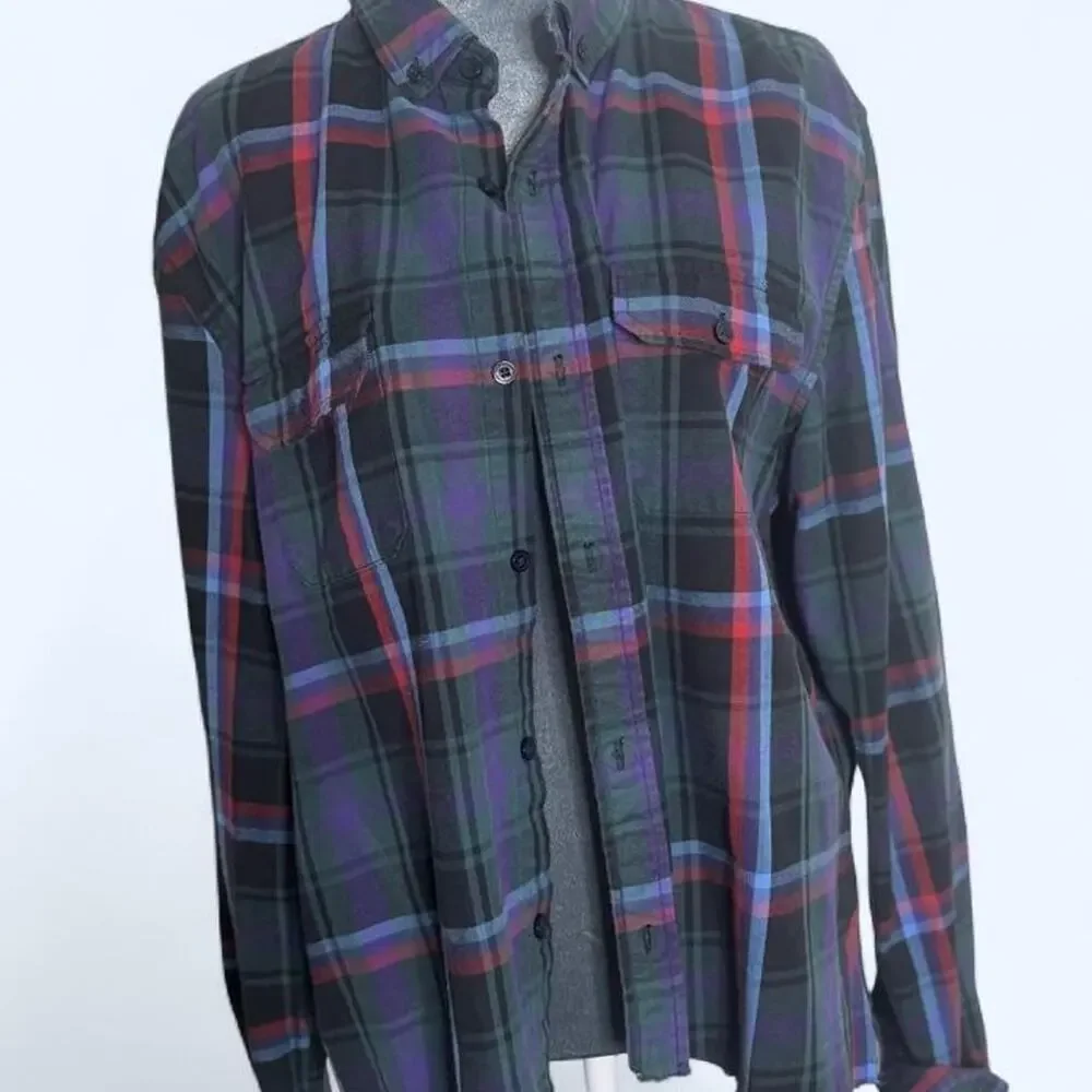 Nudie’s Honky Tonk Nashville Upcycled Flannel Western Reworked Shirt